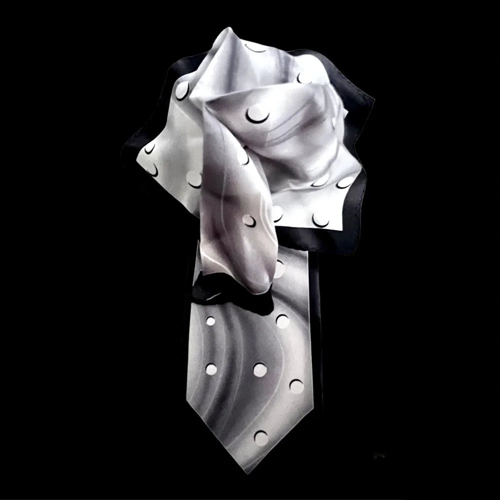 Liquid Silk Couture Pattern Carlo Palazzi Black Gray White Tie & Pocket Square